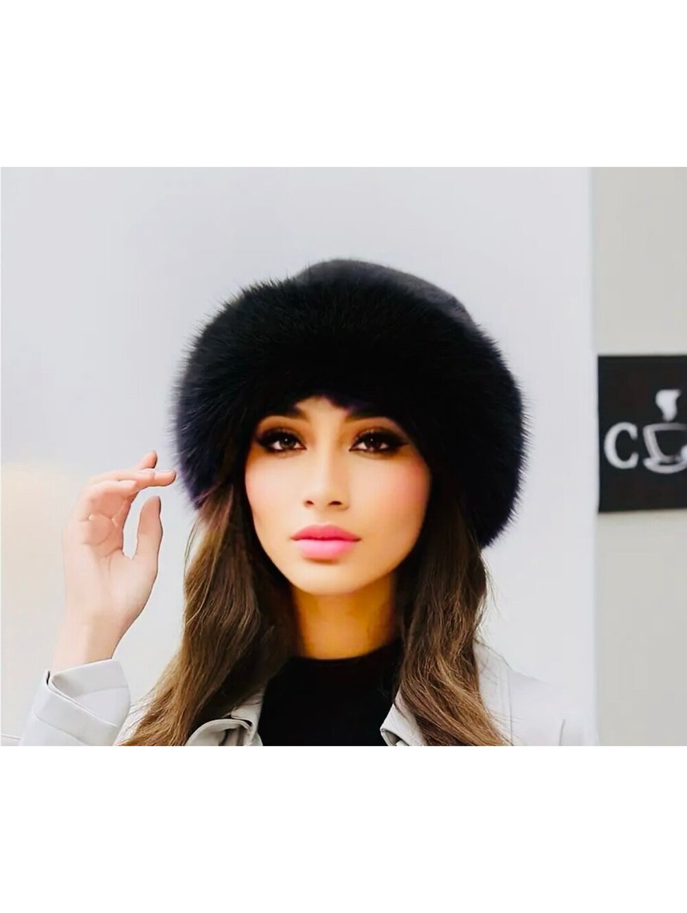 New - Luxurious Mongolian Style Plush Winter Hat - Black
